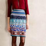 Anthropologie Skirts | Llama Alpaca Wool Cute Striped Chic Hippie Boho Hipster Line Sweater Skirt | Color: Blue/White | Size: M