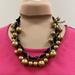 J. Crew Jewelry | New J. Crew Gold Bead, Chain. And Black Ribbon Statement Necklace | Color: Black/Gold | Size: Os