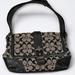 Coach Bags | Coach Signature Hampton Blk/White Jaquard Pattern Black Leather Trim Flap Hobo | Color: Black/Silver | Size: Os