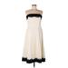 White House Black Market Cocktail Dress - Party Strapless Sleeveless: Ivory Print Dresses - Women's Size 10
