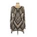 INC International Concepts Casual Dress - Shift Scoop Neck Long sleeves: Gold Chevron Dresses - Women's Size Large