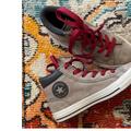 Converse Shoes | Gray Suede High Tops Converse Chuck Taylor Big Kids 4 Ladies 6 Euc Sneakers | Color: Gray/Red | Size: 6