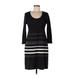 Studio One Casual Dress - Sweater Dress: Black Stripes Dresses - Women's Size Large