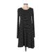 Old Navy Casual Dress - A-Line Crew Neck Long sleeves: Black Stripes Dresses - Women's Size Small