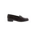 Etienne Aigner Flats: Loafers Chunky Heel Classic Burgundy Solid Shoes - Women's Size 9 - Almond Toe