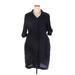 DKNY Jeans Casual Dress - Shirtdress Collared 3/4 sleeves: Black Solid Dresses - Women's Size 20