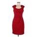 Calvin Klein Casual Dress - Party Scoop Neck Sleeveless: Red Solid Dresses - Women's Size 8