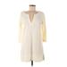 J.Crew Casual Dress - Mini Plunge 3/4 sleeves: Ivory Print Dresses - Women's Size Medium