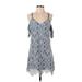 Lush Casual Dress - Mini Cold Shoulder Sleeveless: Blue Dresses - Women's Size Small