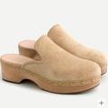 J. Crew Shoes | $198 J.Crew 11 Suede Dakota Clogs Mules Western Wood Shoes Studded | Color: Cream/Tan | Size: 11