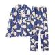 DAOD Ladies Pyjamas,Fashion Gentleman Big White Goose Animals Lapel V-Neck Royal Blue Print Spring Autumn Soft Warm Sleepwear Women'S Pyjama Set Long Sleeve Pants Knit Loungewear For Ladies,M