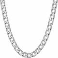 Beveled Cuban Link Curb Chain Necklaces 24k Real Gold Plated (3mm, 6mm & 9.5mm) (26 inches, 6mm, White Gold)