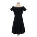 Old Navy Casual Dress - A-Line Boatneck Short Sleeve: Black Solid Dresses - Women's Size X-Small