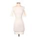 H&M Cocktail Dress - Mini Open Neckline 3/4 sleeves: Ivory Solid Dresses - Women's Size 2