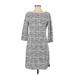 Max Studio Casual Dress - Shift Crew Neck 3/4 sleeves: Gray Marled Dresses - Women's Size Small