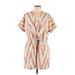 Lou & Grey for LOFT Casual Dress - Mini Plunge Short sleeves: Tan Dresses - Women's Size Large