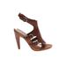 Nine West Heels: Brown Solid Shoes - Women's Size 6 - Open Toe
