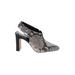 Vince Camuto Heels: Slingback Chunky Heel Boho Chic Gray Snake Print Shoes - Women's Size 7 - Almond Toe