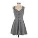 Topshop Casual Dress - Mini V Neck Sleeveless: Gray Dresses - Women's Size 4