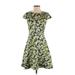 J.Crew Casual Dress - Mini Crew Neck Short sleeves: Yellow Floral Dresses - Women's Size 0