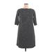 Jessica London Casual Dress - Shift: Black Stripes Dresses - Women's Size 14