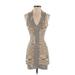 Bebe Casual Dress - Mini: Tan Houndstooth Dresses - Women's Size X-Small