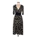 Lily Casual Dress - Midi V-Neck 3/4 sleeves: Black Color Block Dresses - Women's Size Medium