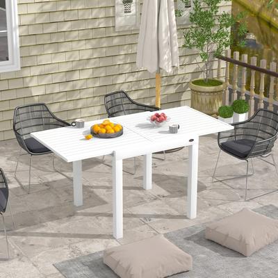 Outsunny Expandable Patio Dining Table for 4-6, 35.5" -70.75" Aluminum Extendable Outdoor Dining Table, Square / Rectangular