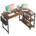 Small L-Shaped Computer Desk, 47" Home Office Corner Workstation Desk with Shelves, Modern Writing Desk Table with Storage Bag