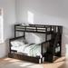 Twin-Over-Full Bunk Bed with Drawer, Wooden Bed with Storage Stairway and Guard Rail for Bedroom, Dorm, Espresso