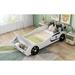 Race Car Shaped Platform Bed w/ Wheels Kids end of bed Storage, White