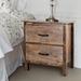Rustic Distressed Solid Wood 2-Drawer Nightstand End Table