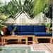 Patio Wood 5-Piece Sectional Sofa with Cushions