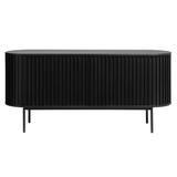 Rye Studio Contemporary Black Oak Sideboard with Sliding Doors - 17.75"W x 63"L x 28.75"H