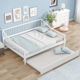 Arc Handrail Fence Platform Daybed Bed Convertible Sleeper Sofa, White