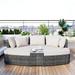 Outdoor 6-Piece Versatile Conversation Round Sofa Set Patio PE Wicker Rattan Sectional Sofa Set with Coffee Table and Pillow