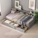 Gray Daybed Frame with 3 Drawers and Built-in Cabinet Shelves, Sofa Bed Guest Bed with Guardrail Storage Cabinet - Twin Size