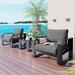 3-Piece Aluminum Frame Outdoor Sectional with Cushion and Coffee Table, All Weather Use Outdoor Arm Chairs Set for 2