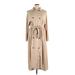 Shein Casual Dress - Midi Collared Long sleeves: Tan Print Dresses - Women's Size 14