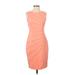 Ellen Tracy Cocktail Dress - Sheath High Neck Sleeveless: Orange Print Dresses - Women's Size 4