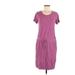 32 Degrees Casual Dress - DropWaist Scoop Neck Short sleeves: Purple Solid Dresses - Women's Size Medium