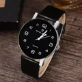 Montre-bracelet analogique à quartz en acier inoxydable pour femme bracelet en cuir noir montres