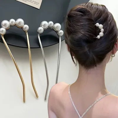 Épingles à cheveux en métal en forme de U pour femmes et filles épingles à cheveux en perles