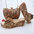 QSGFC Set di scarpe e borse da donna di Design italiano Set di scarpe e borse da donna Color oro