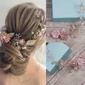 Gioielli per capelli lunghi fascia per capelli con fiore rosa ornamenti per capelli da sposa fascia