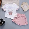 2 pezzi Toddler Baby Kids Girls Clothes Set t-shirt a maniche corte top + Shorts Outfit per 1-5Y