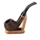 Portable Solid Wood Tobacco Pipe Traditional Style Natural Ebony Wooden Cigarette Filter Handheld