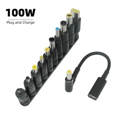 100W Type C to Universal Notebook Adapter Connecter Dc Jack Usb C Laptop Charging Cable Cord Laptop