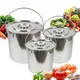 6L/12L/20L Thickened Stainless Steel Bucket With Lid Milk Food Bucket for Bar Kitchen