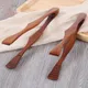 1Pcs BBQ Wooden Food Clip Bread Salad Cake Snack Clamp Bamboo Toaster Tongs Home Cooking Utensils